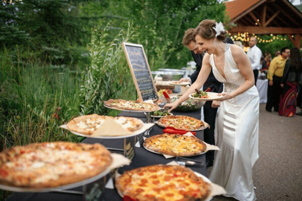 pizza bar at a wedding