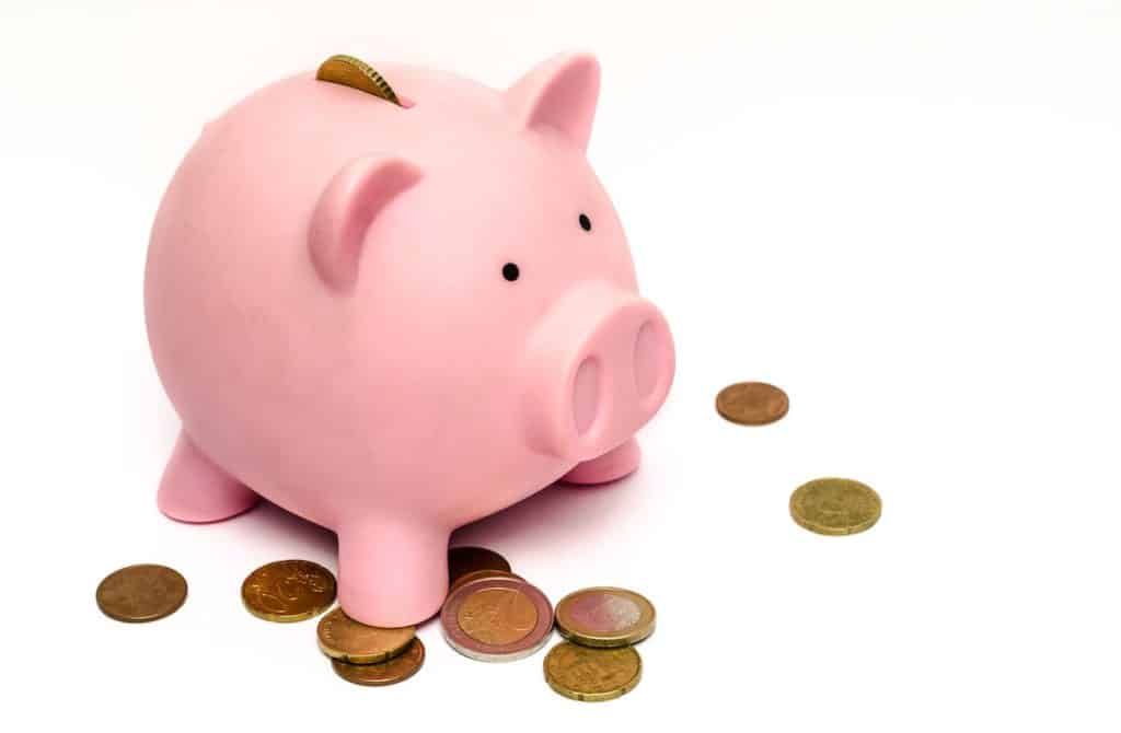 piggy bank with coins for budgeting