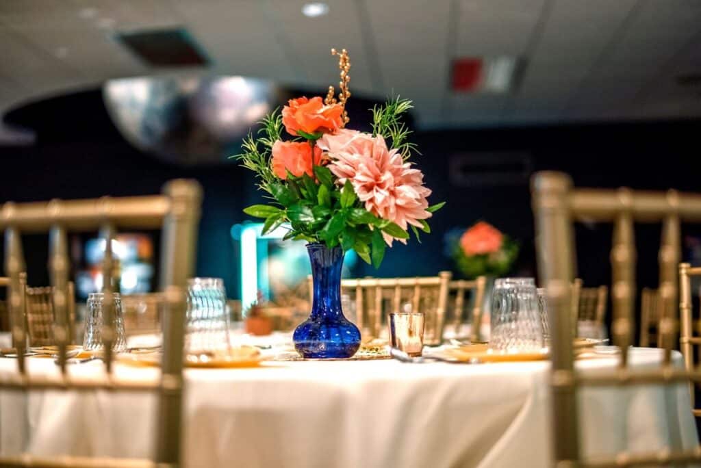 flower centerpiece at wedding reception