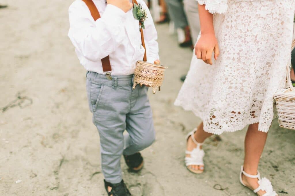 little boy ring bearer at wedding
