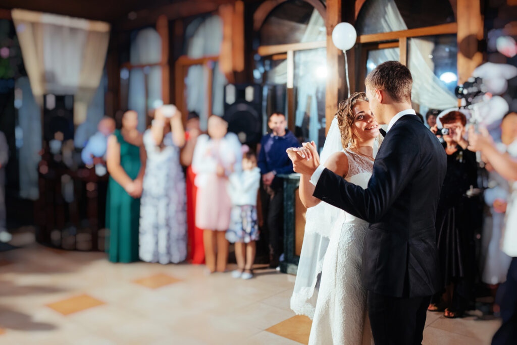 bride and groom during their first dance