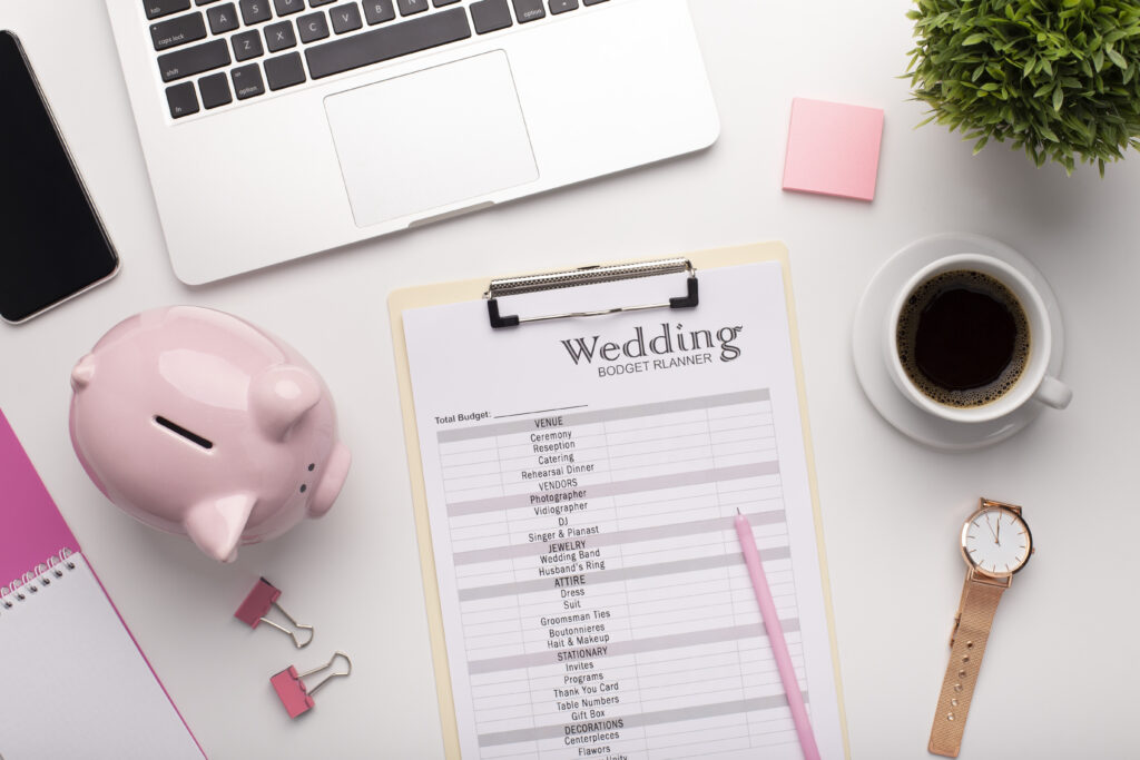 wedding budget planner on desk