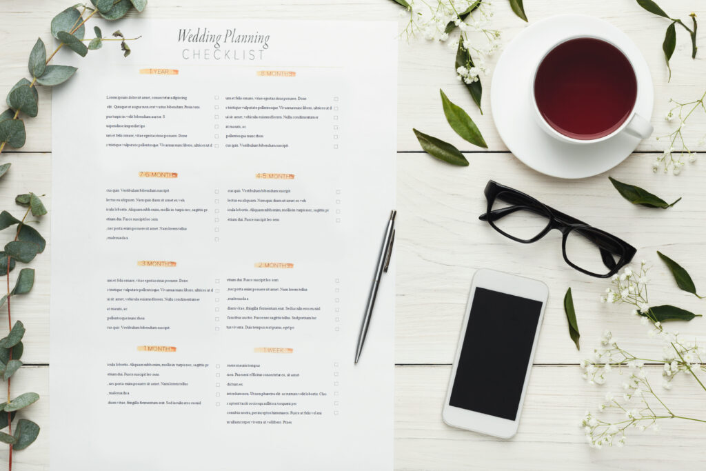 Bridal background with planner checklist