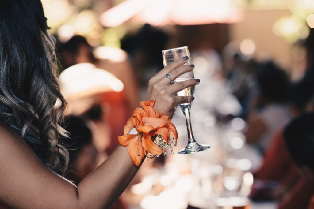 Girl making a wedding toast