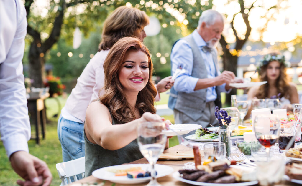 guests eating at wedding reception