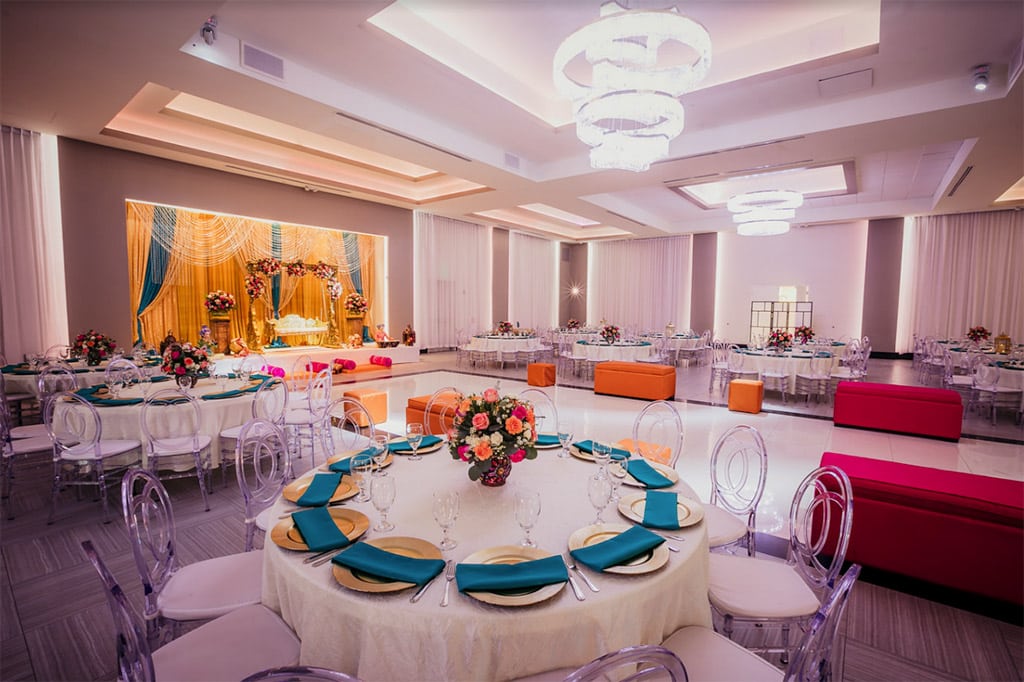 Marinaj venue decorated for Indian wedding ceremony