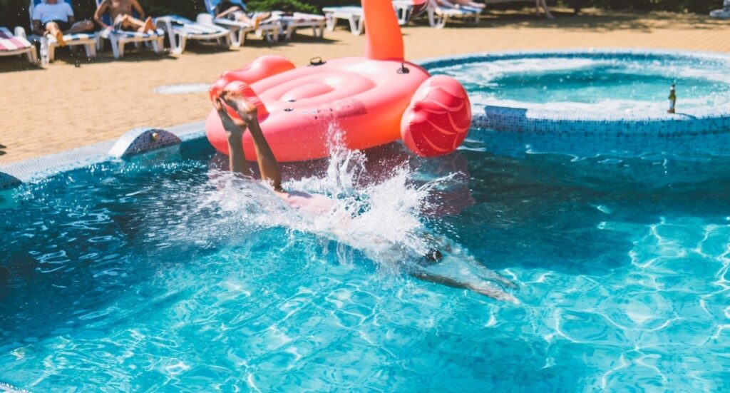 summertime pool party flamingo floatie