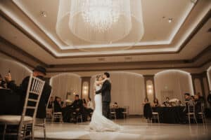 Couple dancing in the crystal ballroom