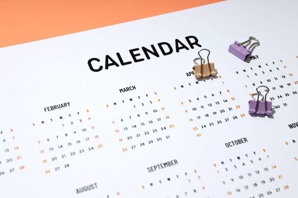 concept of event planning open calendar