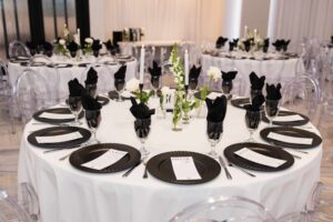 formal dinnerware laid out on table