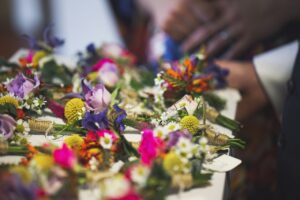 closeup of flowers on table