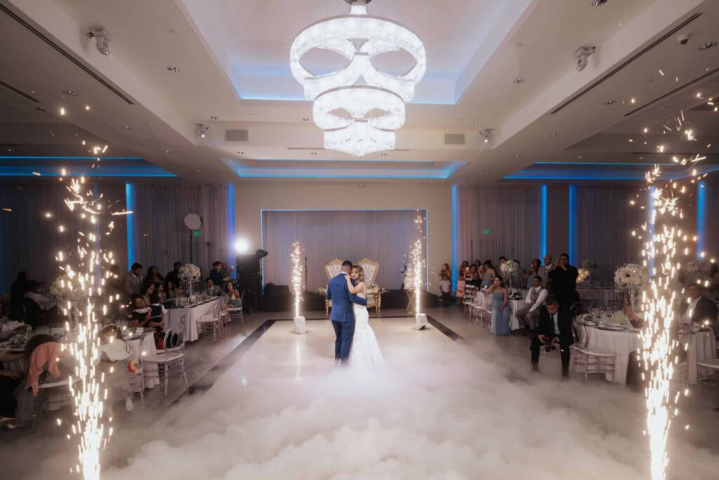 newlyweds in Marinaj venue
