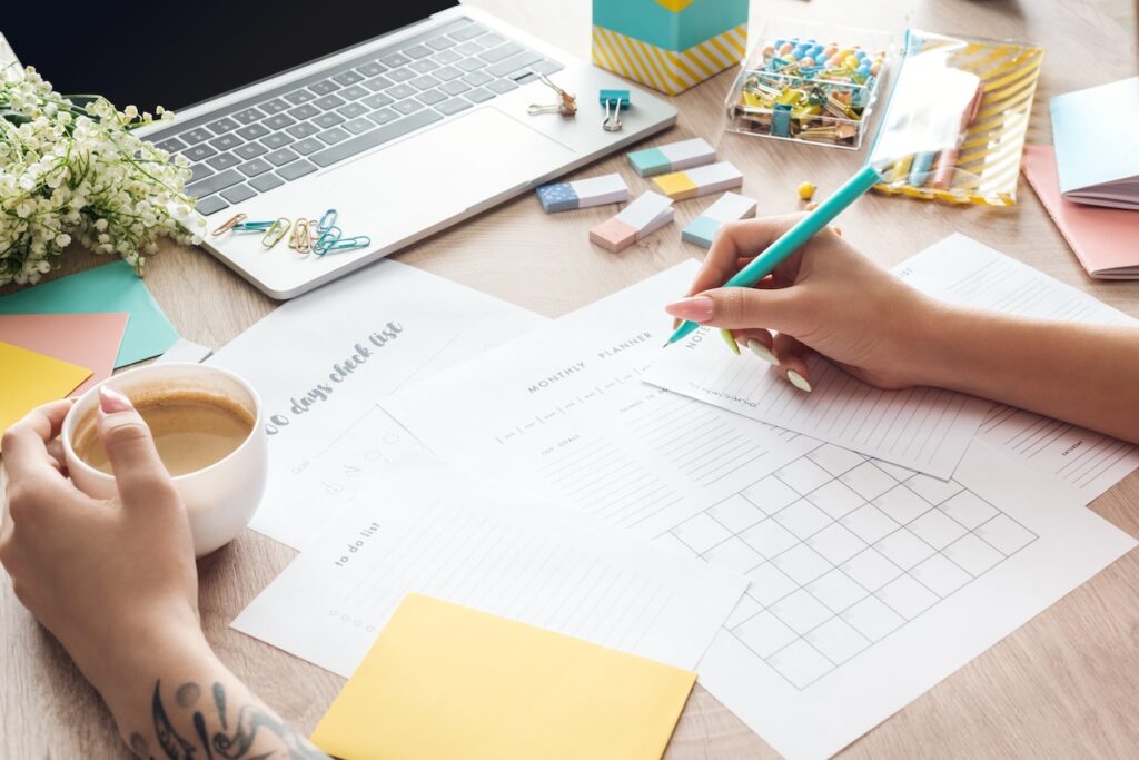 woman at desk planning